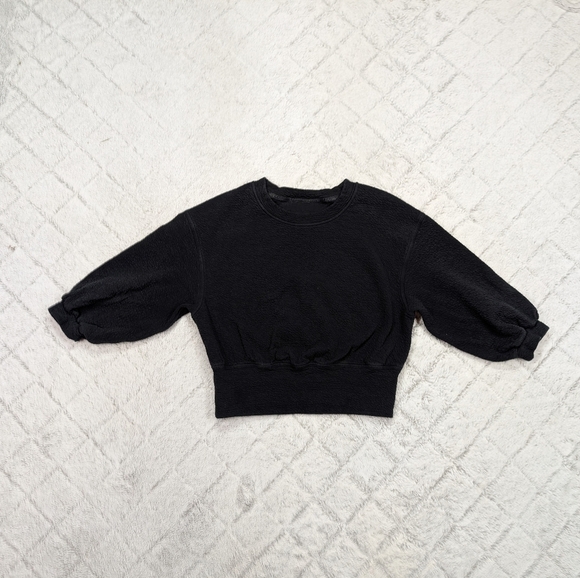 Lululemon Sweatshirt Womens 4 Black Textured Crewneck Pullover Casual Light - Picture 1 of 7